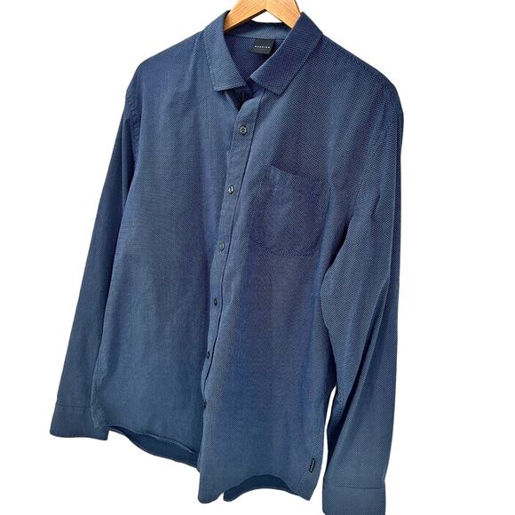 Dunning Shirt Mens XL Button Up Long Sleeve Blue Polka Dot Classic Coastal - Picture 3 of 9